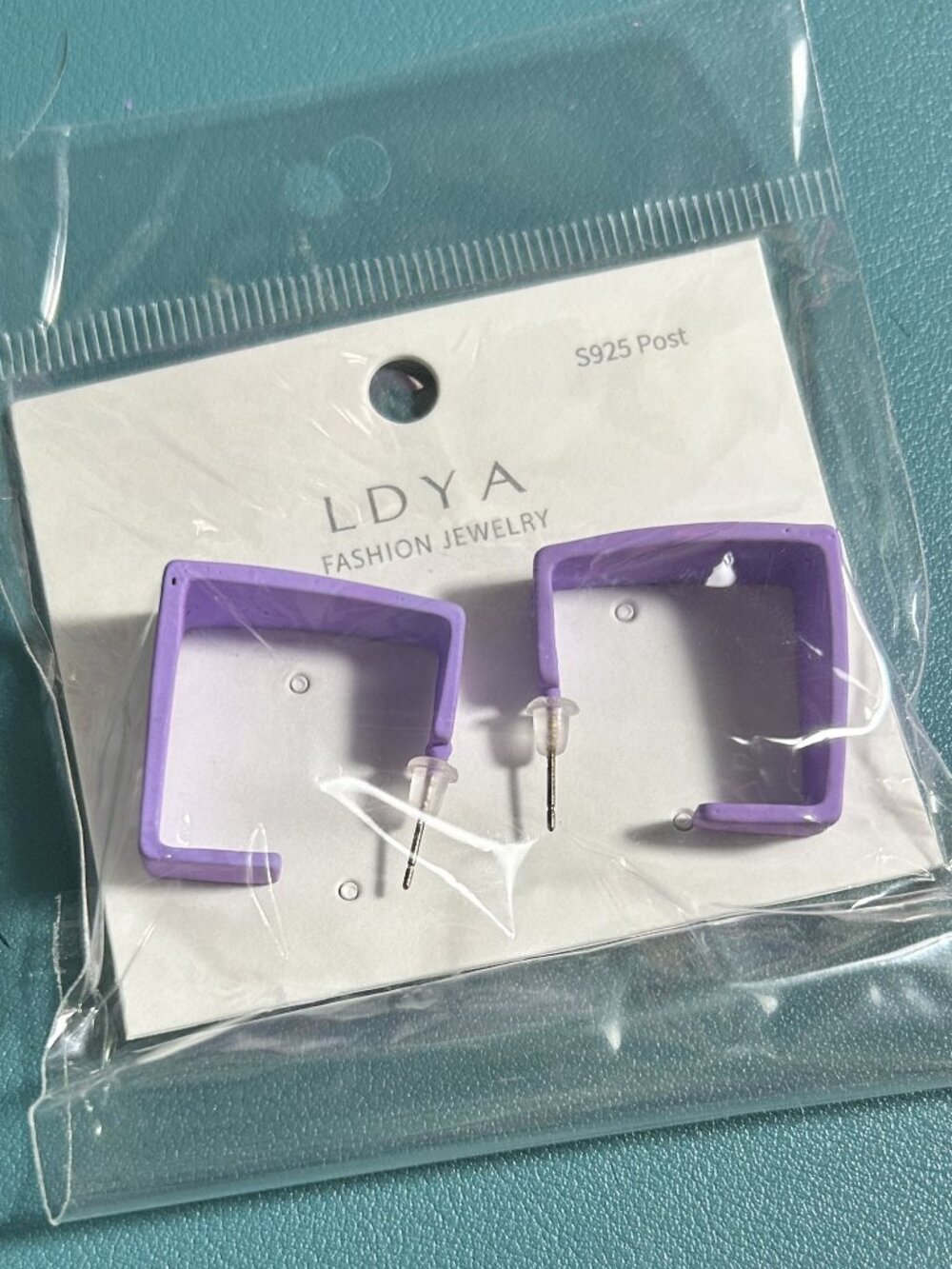 LDYA Matte Purple Square Hoop Earrings Geometric S925 Post NWT